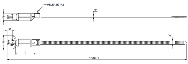 Mounting Cable Tie Push-Fit Releasable