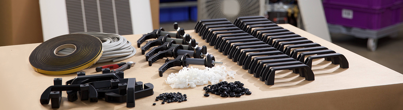 Range of access hardware products ready to be fitted on an industrial application