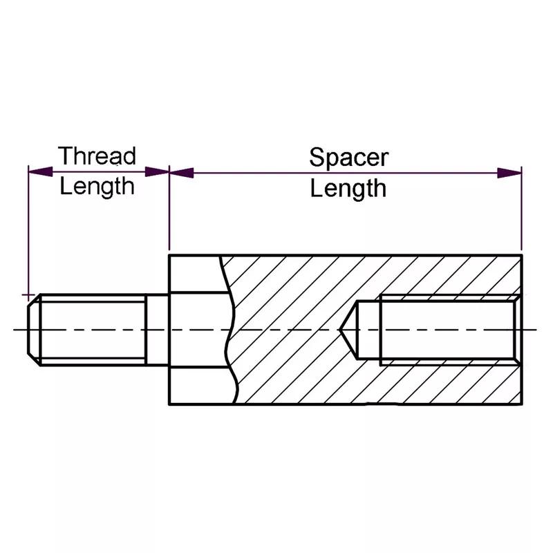 2-56 x 5/8 x 3/16 AF Coarse Thread Hex Male Female Standoff Low