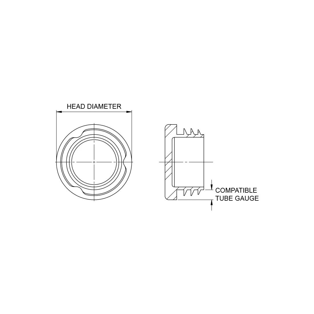 Round Inserts & Glides - Line Drawing