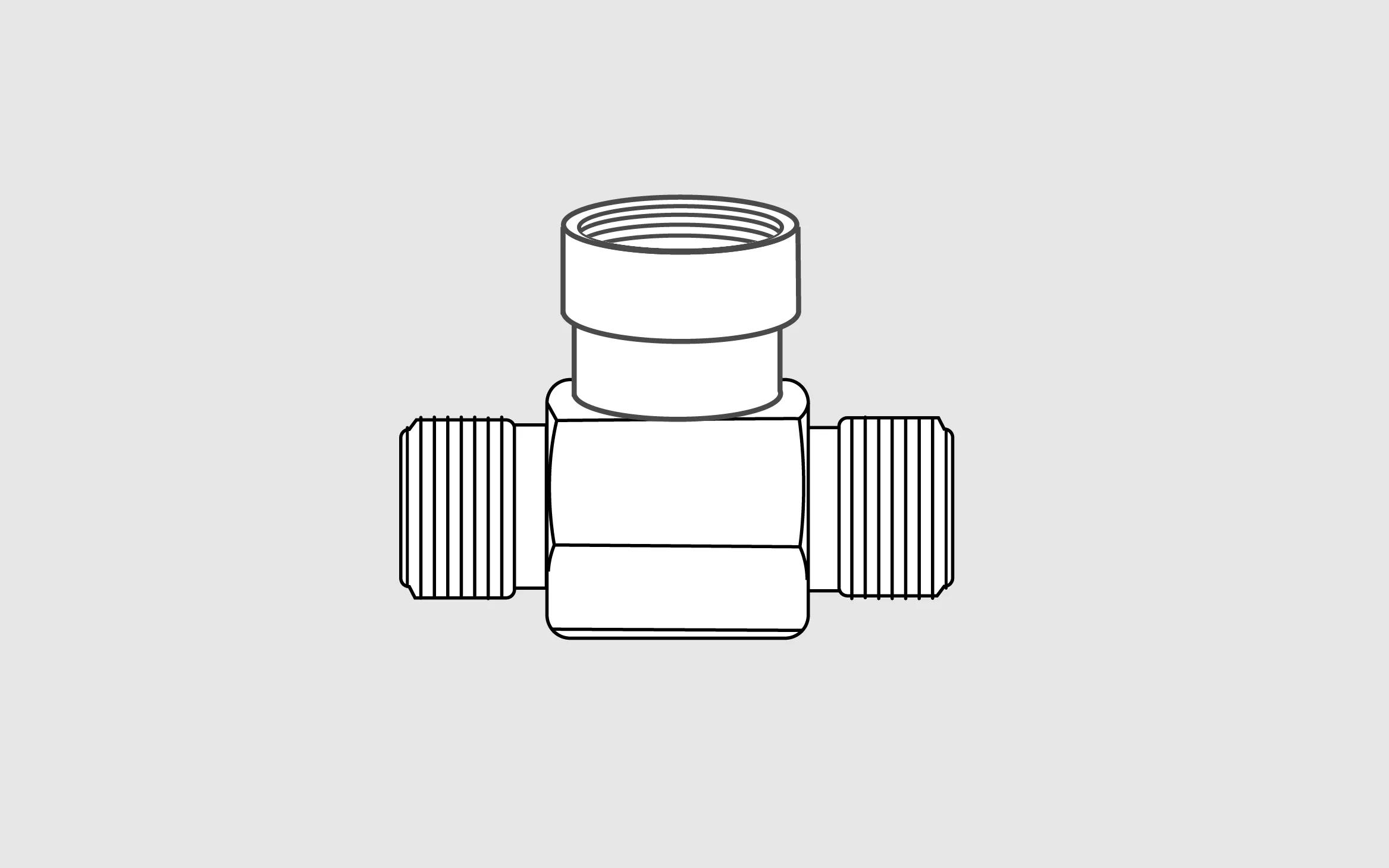 electronic drawing of a hydraulic tee fitting 