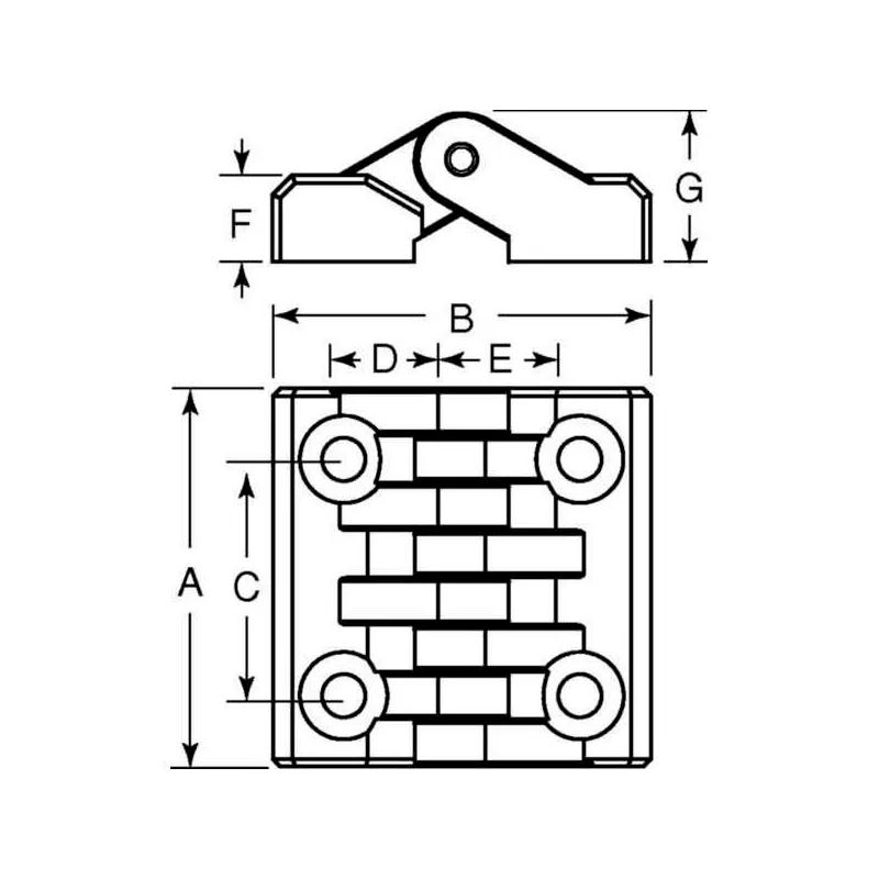 Leaf Hinges - Male Stud Thread Insert Mount