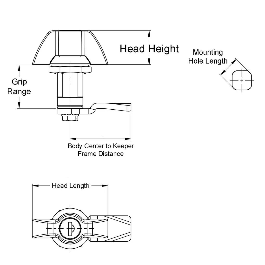 Compression Latches - Wing Knob - Line Drawing
