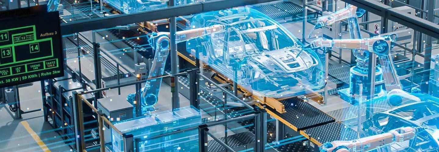 Augmented reality cars on production line