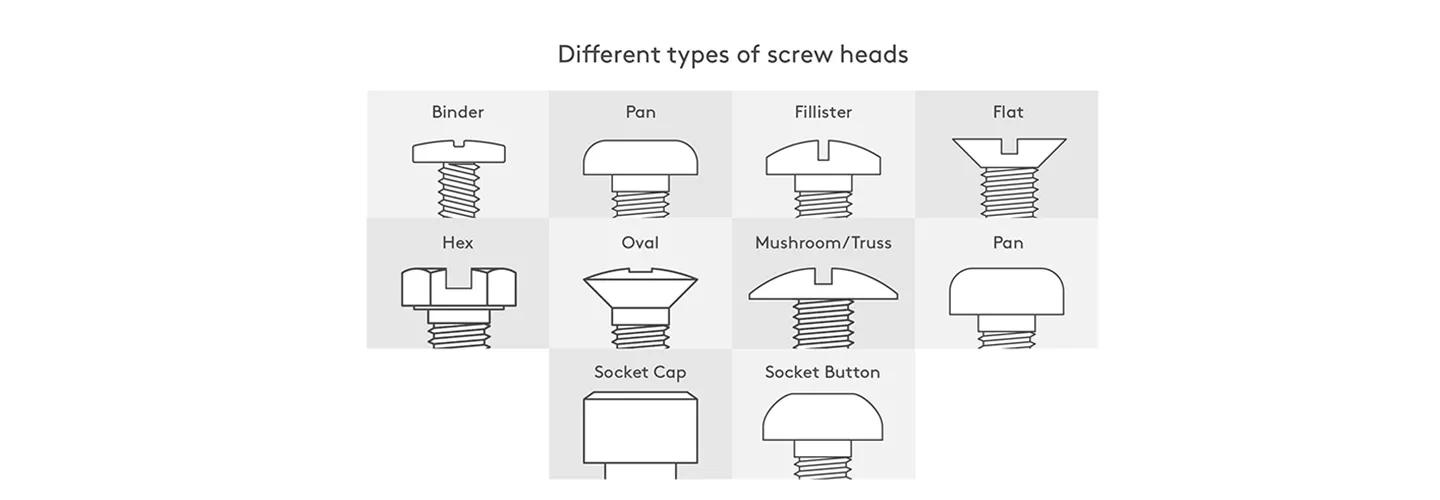 Different types of screw heads 