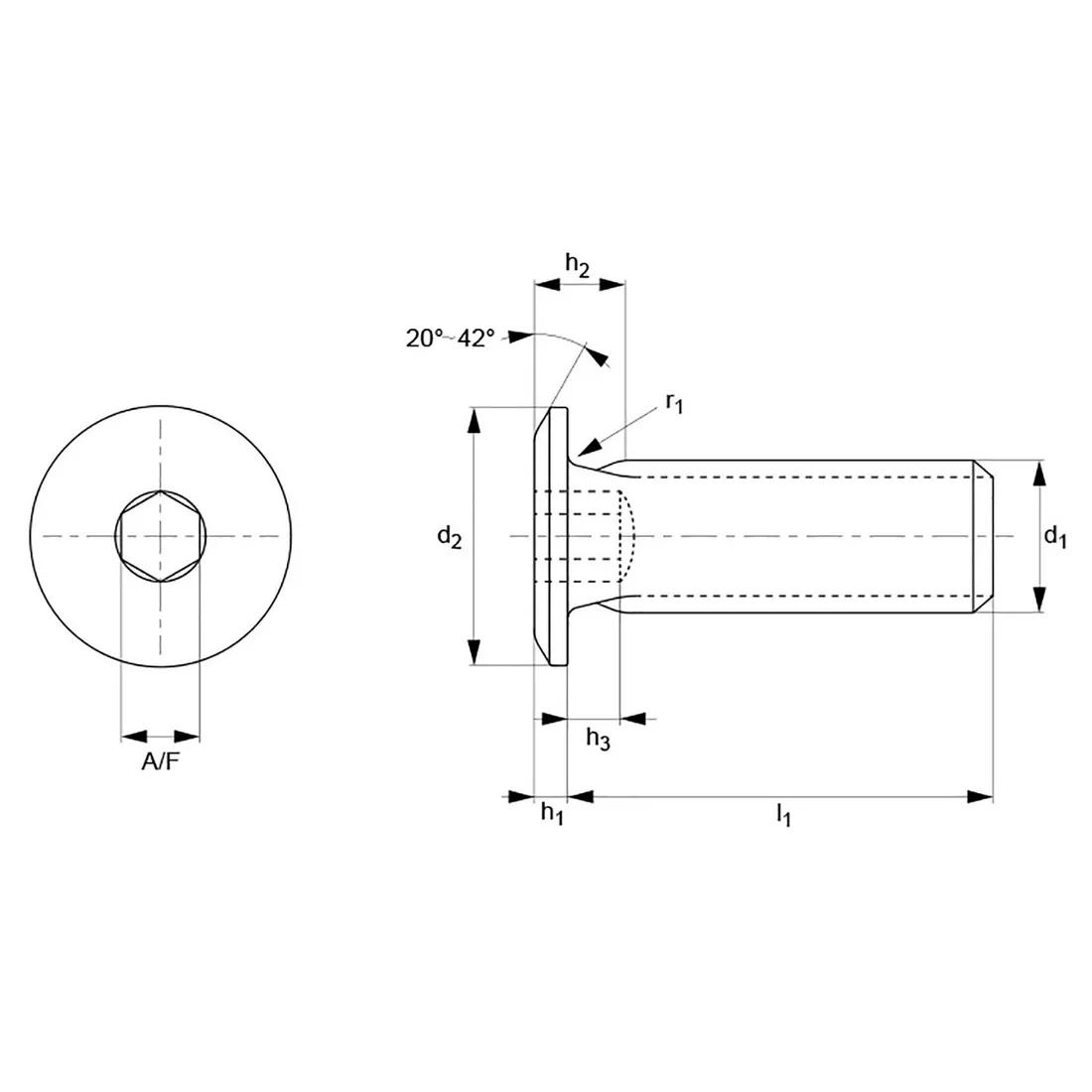 Cap Screws - Ultra Low Head - Line Drawing