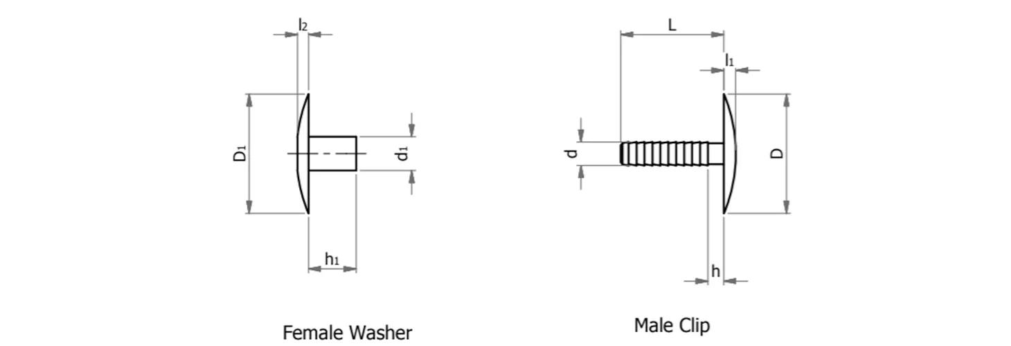 Snap Together Rivets – Male - Female Ratchet