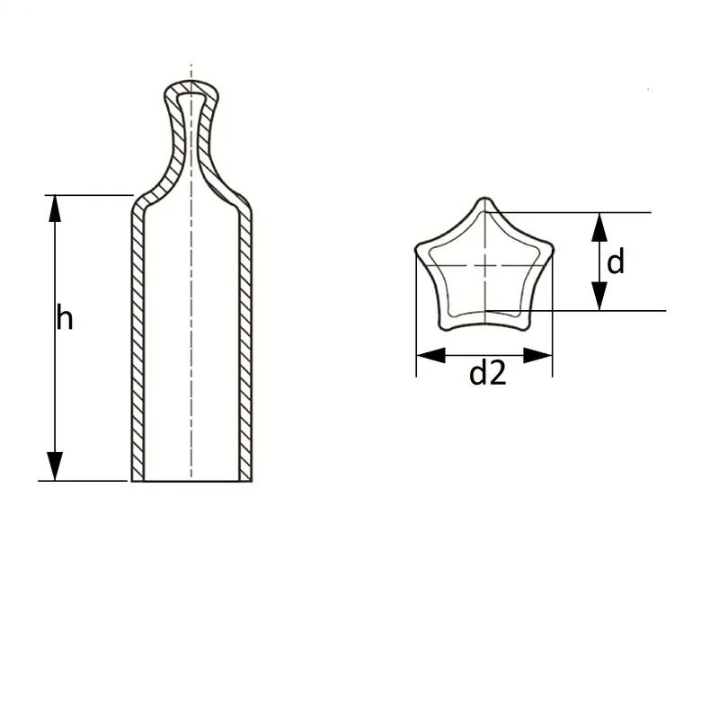 Flexible Vinyl Pull Tab Caps - Standard - Line Drawing