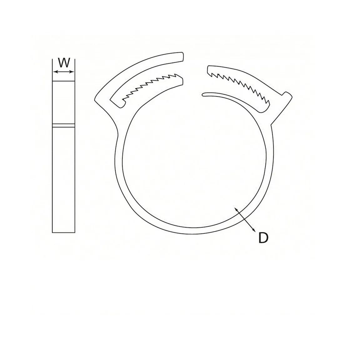 Hose and Tubing Clamps Plastic - Line Drawing