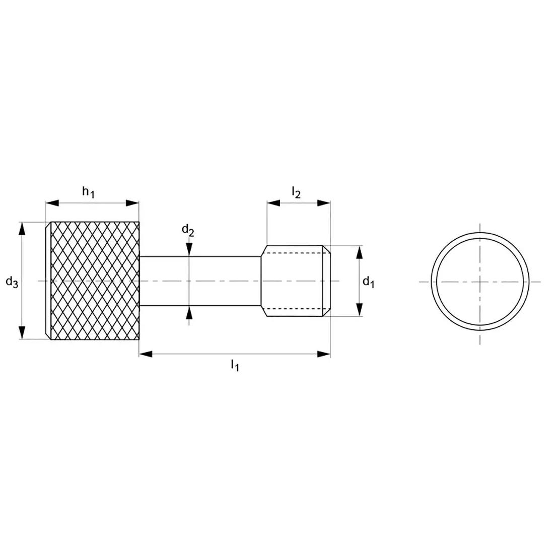 Captive Thumb Screws - Low Head - Line Drawing