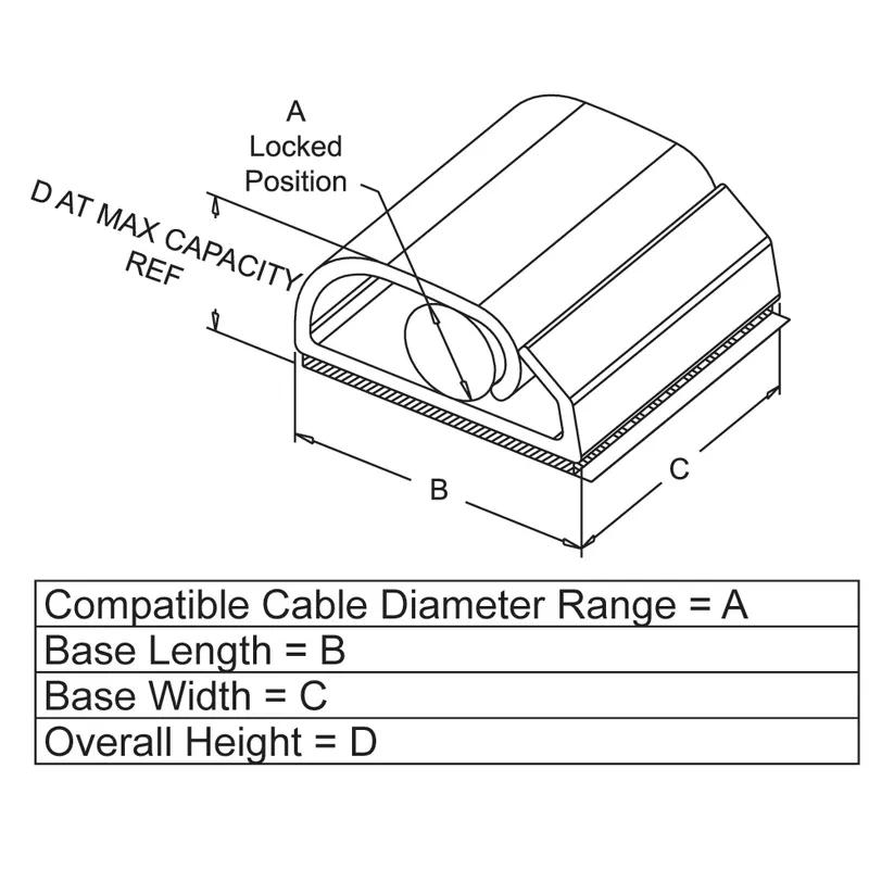 P110690_Cable_Clamps_-_Adhesive_Mount_D_Style_Locking - Line Drawing