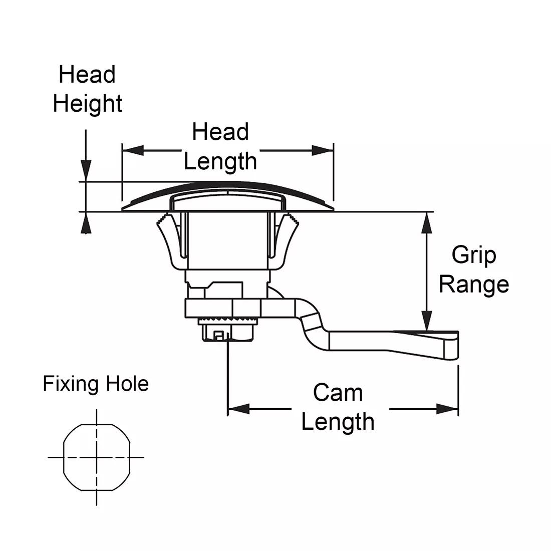 Cylinder Locking Cam Latches - Line Drawing