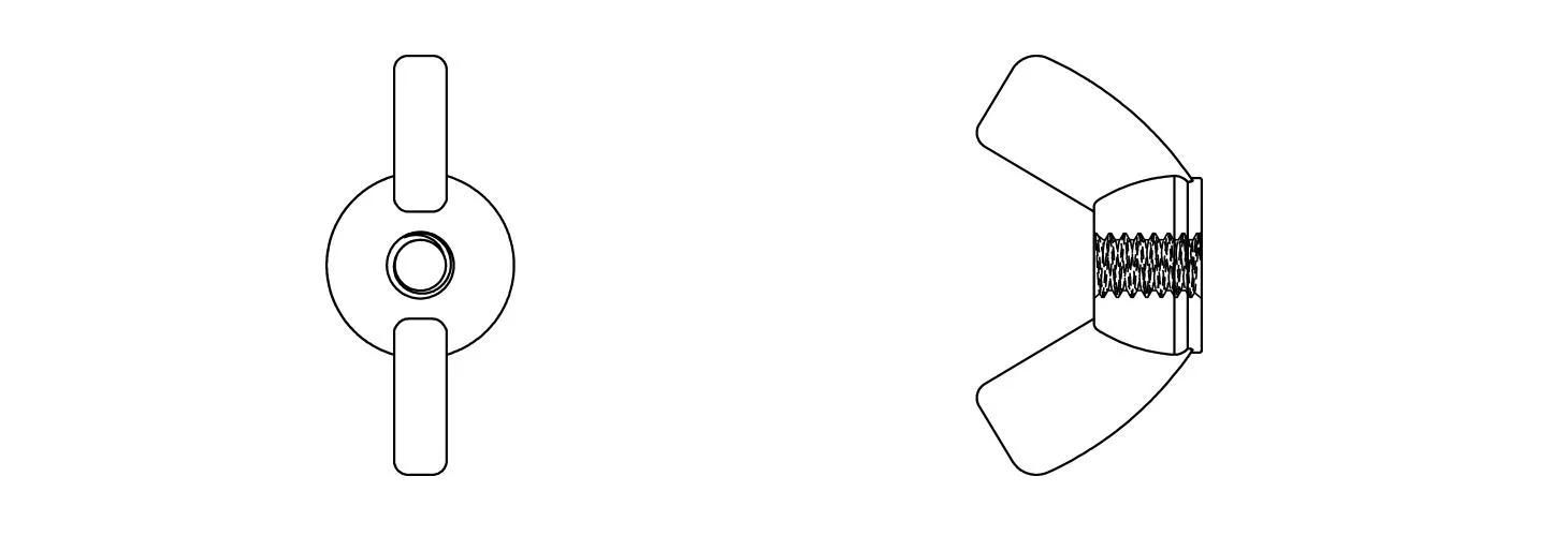 Wing nut technical drawing