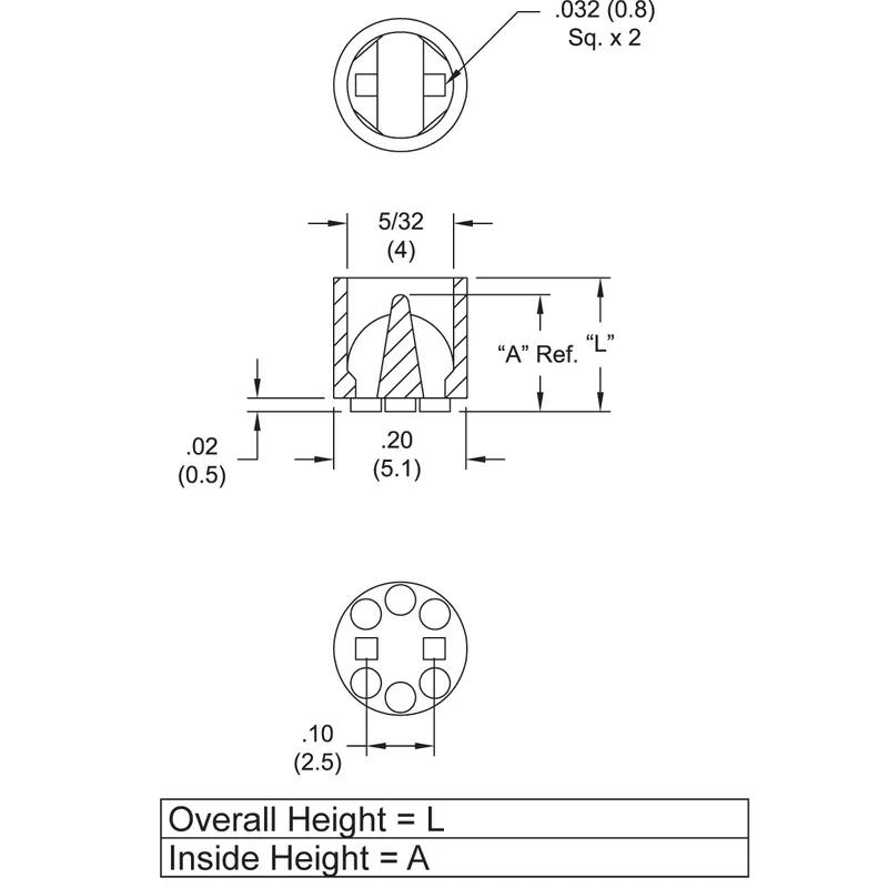 P160119_LED_Spacers-Round_Imperial_Spacers_Molded_T-1_3_4 - Line Drawing