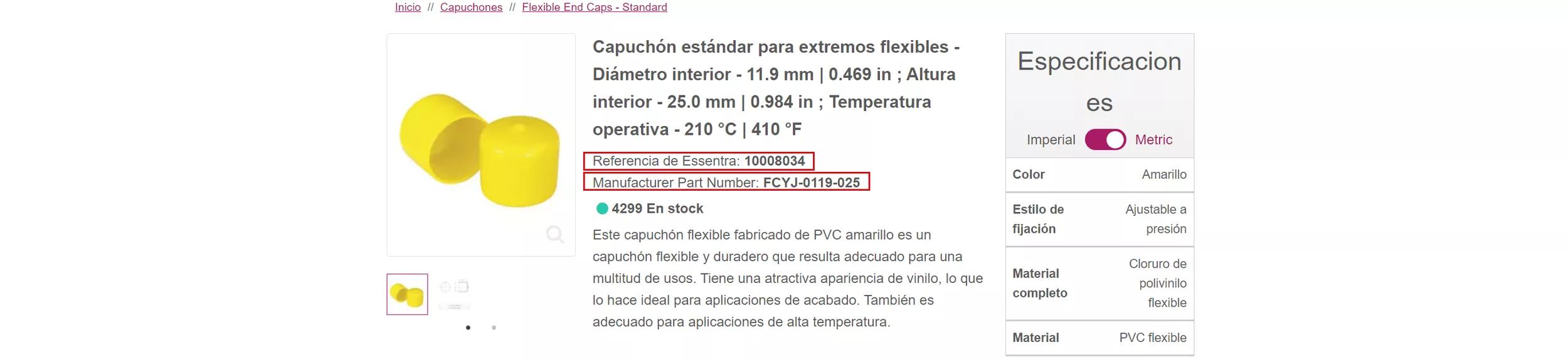 Example of product page