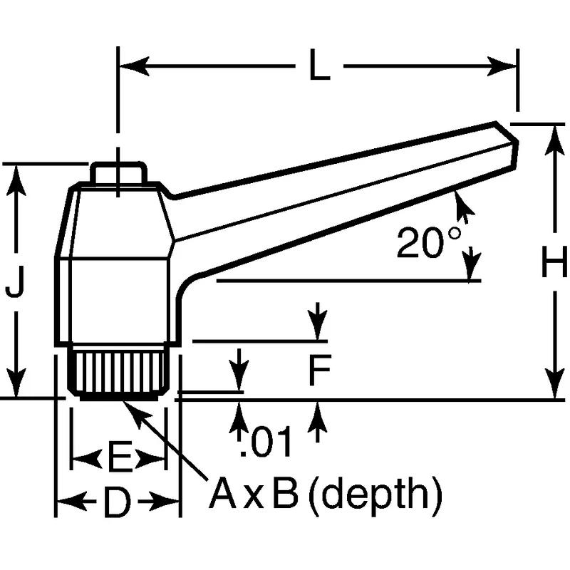 P131205_Female_Tapered_Adjustable_Handle - Line Drawing