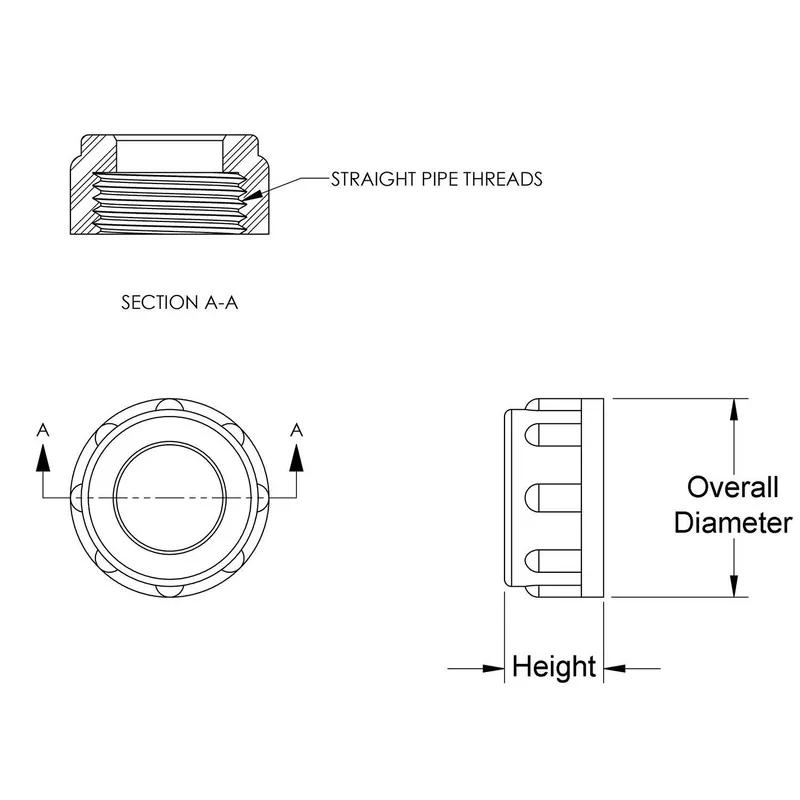 Threaded Lampcord Bushings - Line Drawing