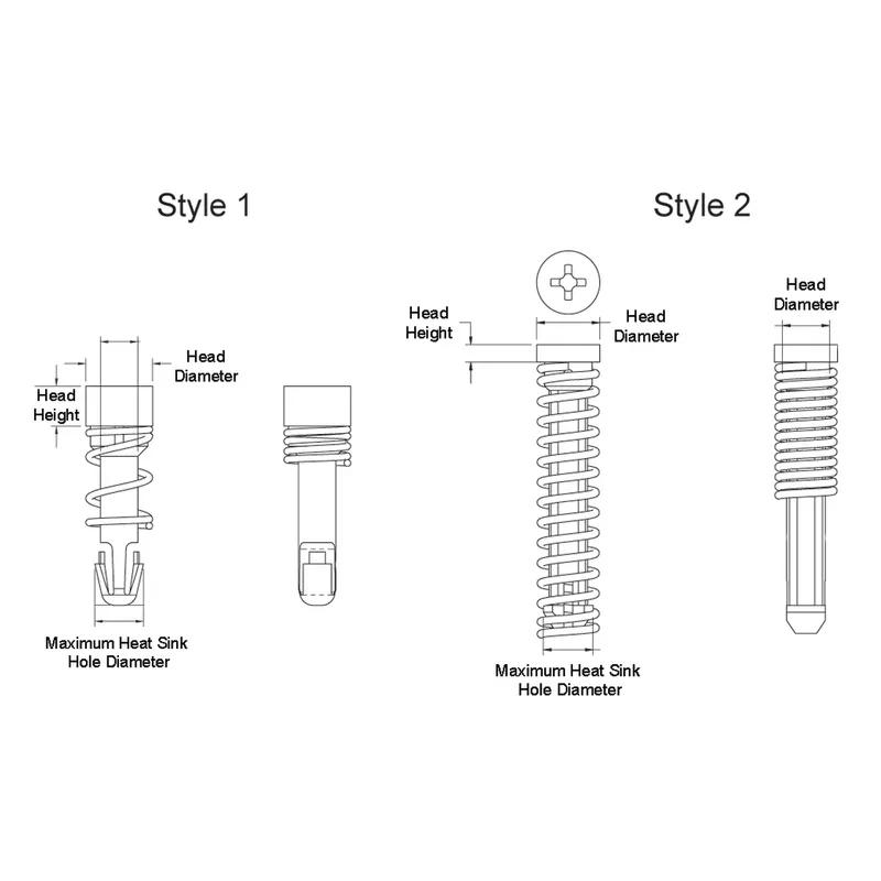 Push-In Rivets - Heat Sink - Line Drawing