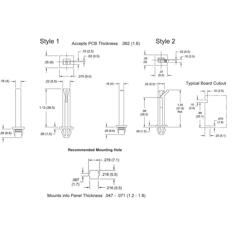 P160038_Vertical_Card_Guides-Snap_In_Locking_Latched - Line Drawing