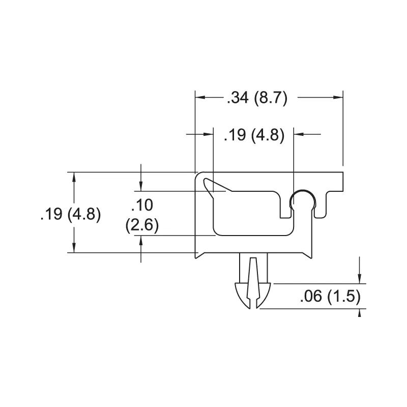 P110630 Wire Saddle - Mini Snap In Hinged Locking Top - Line Drawing