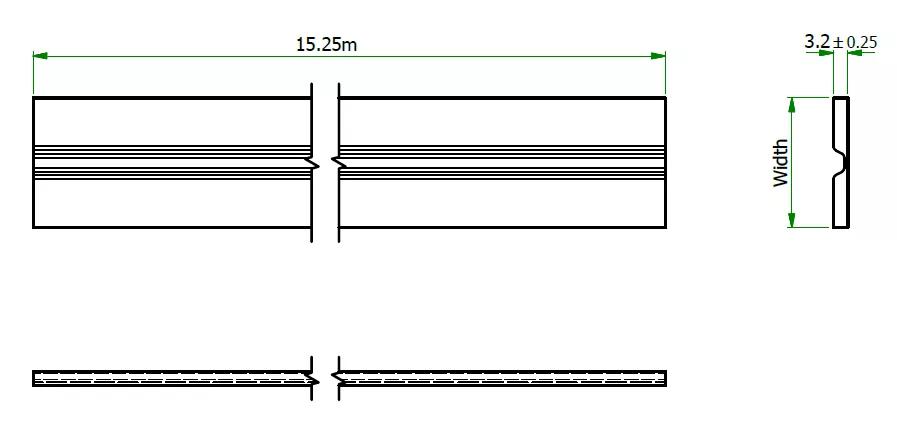 Continuous hinge technical drawing