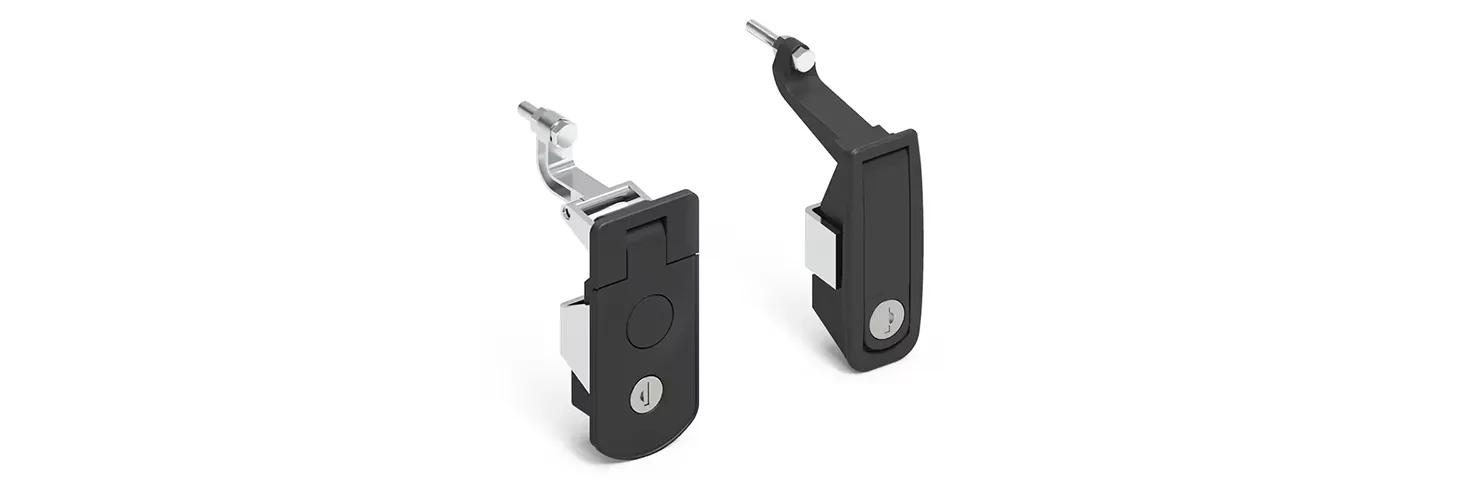 Flush compression lever latches