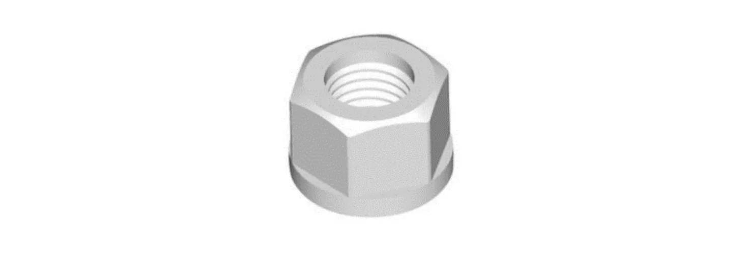 a white plastic flanged nut 