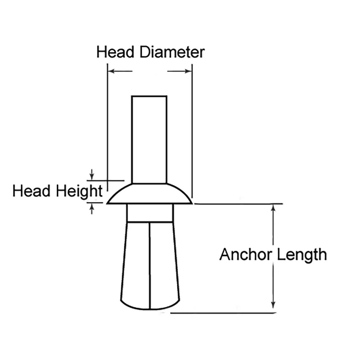 Push-In Rivets - Push - Line Drawing