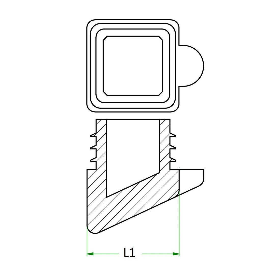 Angled Square Inserts - Line Drawing