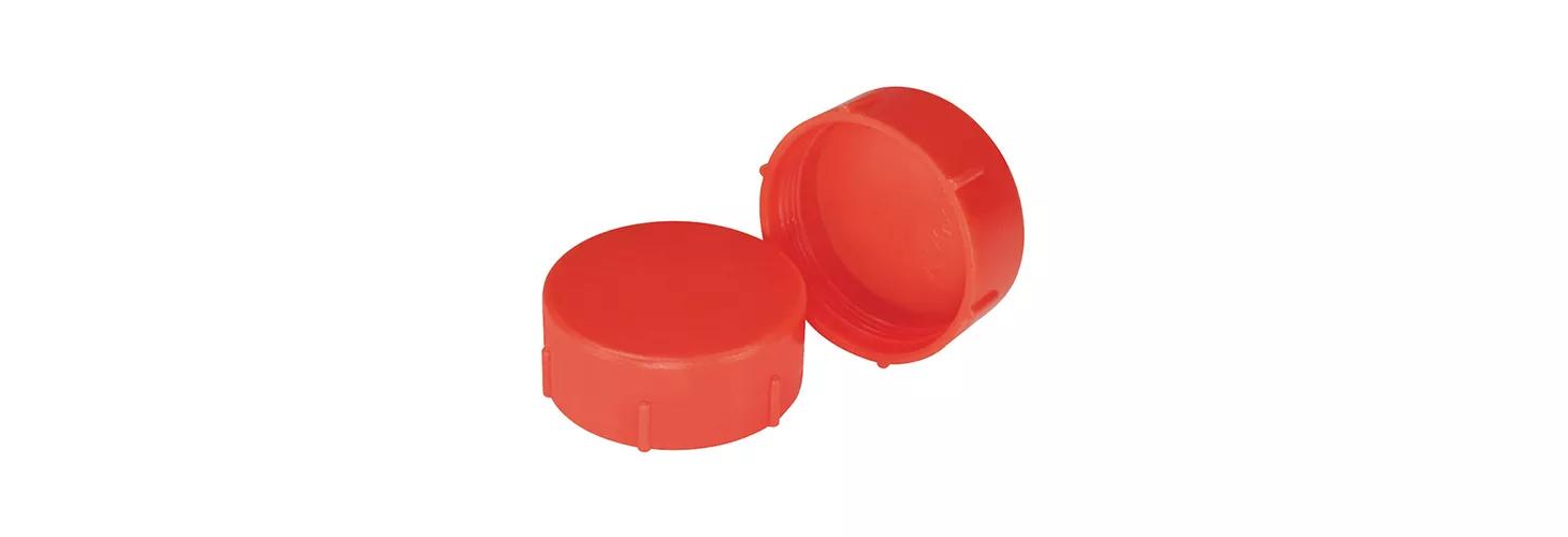 red threaded plastic caps - metric 