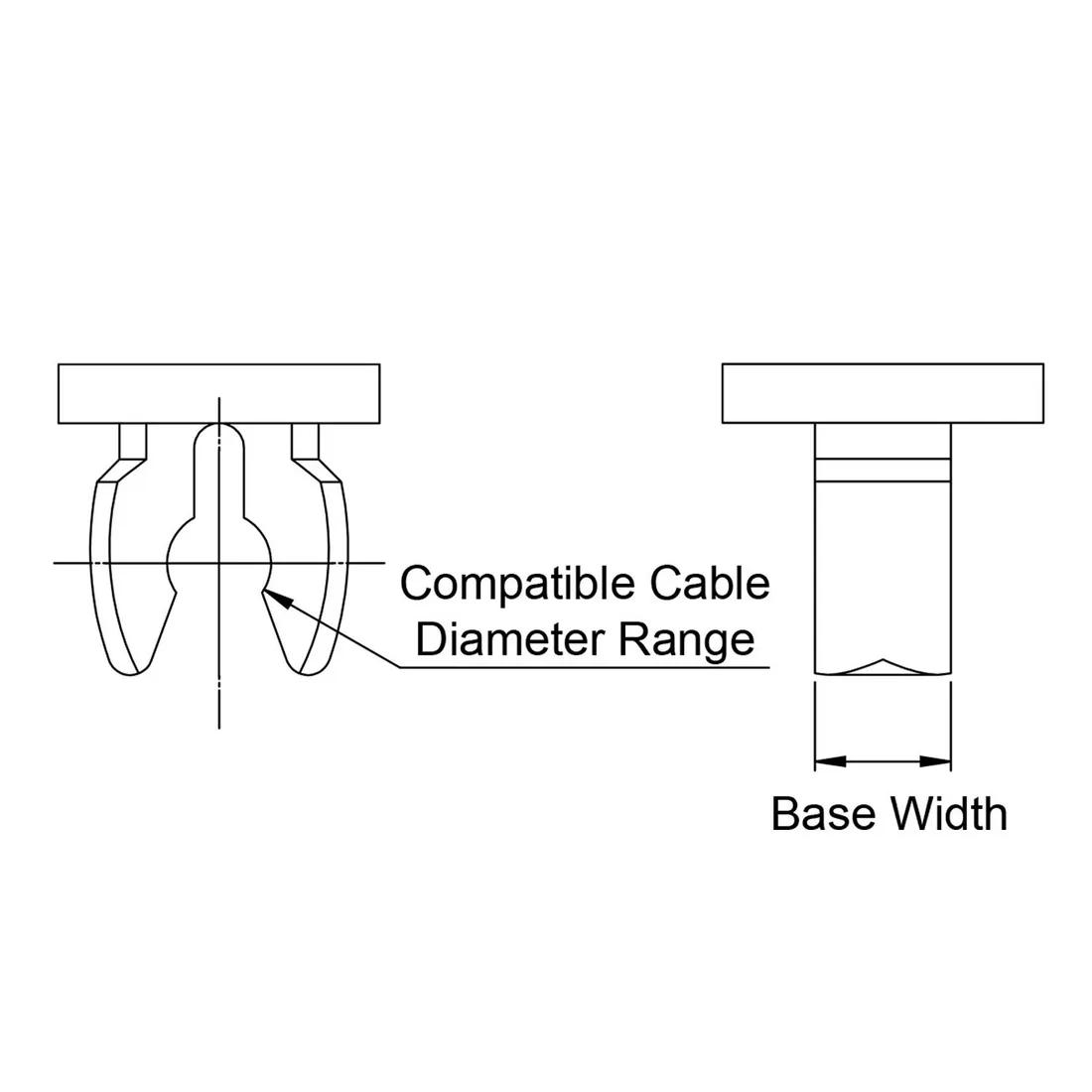 Cable clamps – Adhesive Mount Single Wire Line Drawing