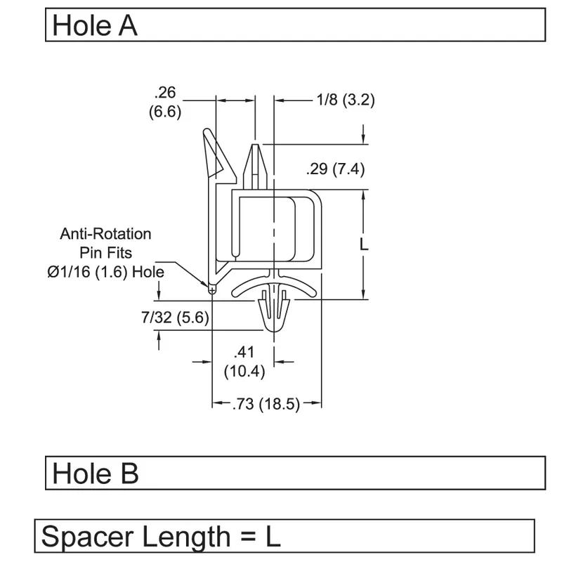 P160191_Edge_Locking_Support-Snap_In_Anti-Rotation_Locating_Nose_Flexible - Line Drawing