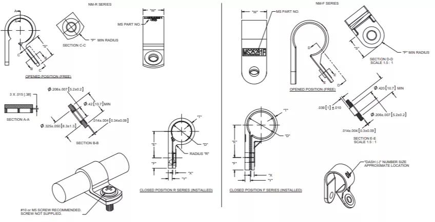 Cable clamp technical drawing