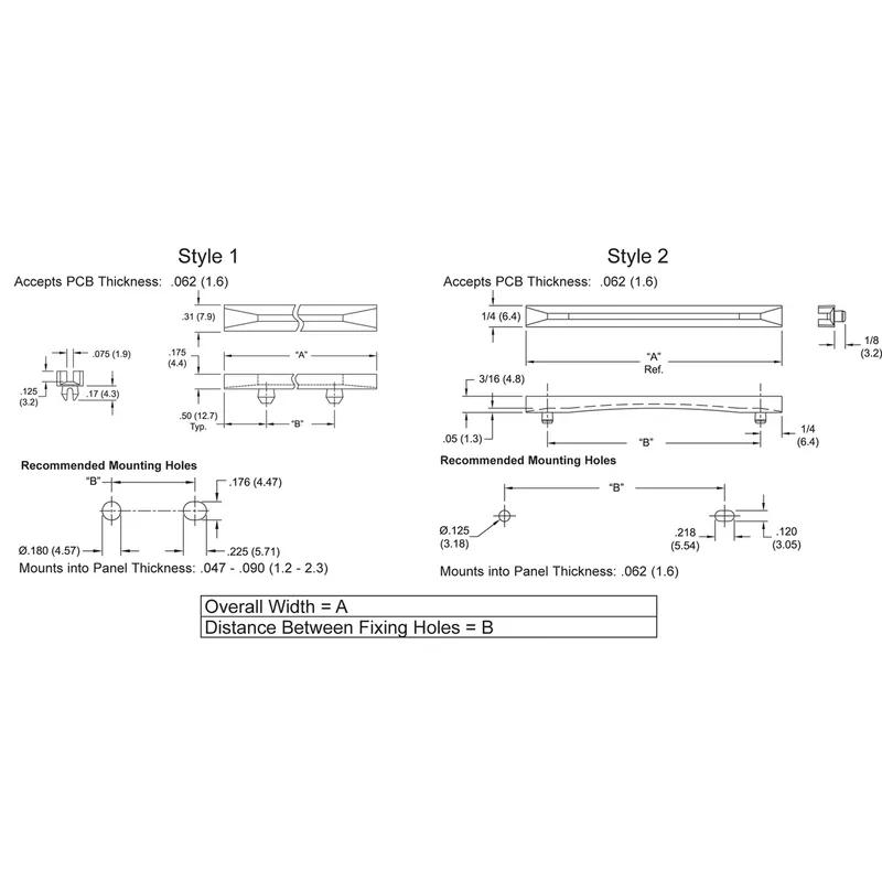 P160022_Horizontal_Card_Guides-Snap_In_Tapered_Both_Ends - Line Drawing