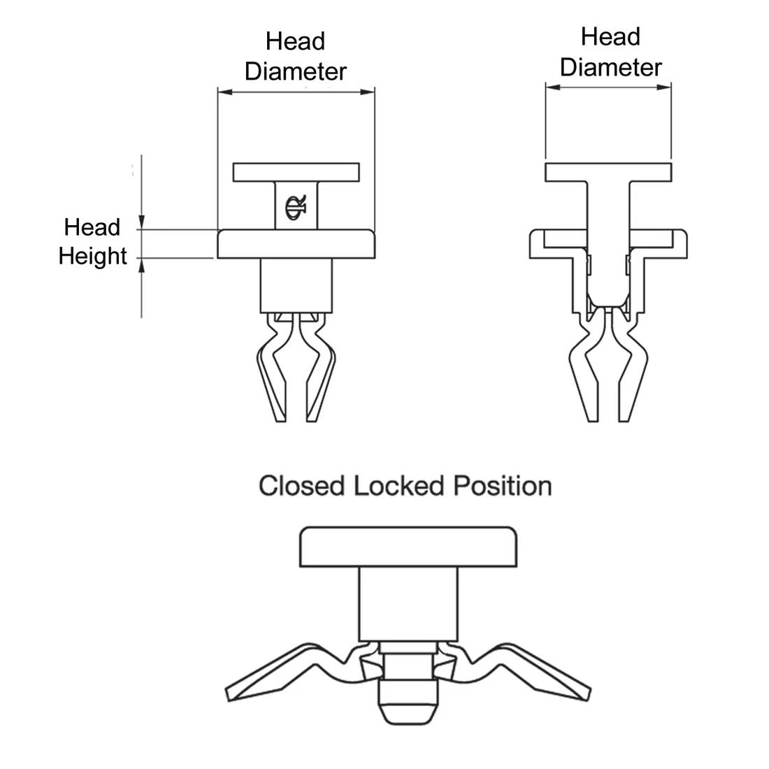 Push-In Rivets - Folding Leg - Line Drawing