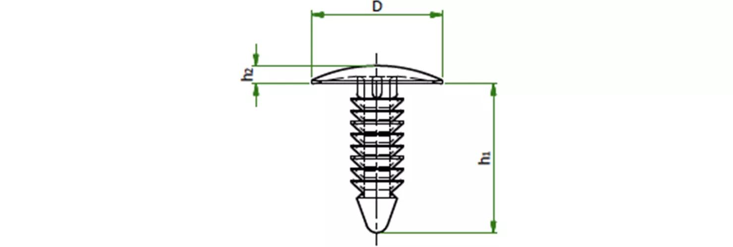 Fir-tree pushed-in rivet