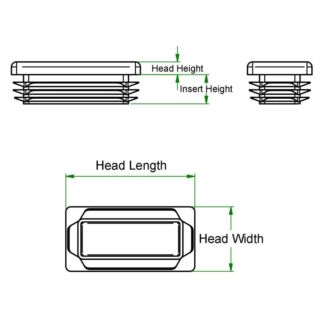 Rectangular Inserts & Glides - Line Drawing