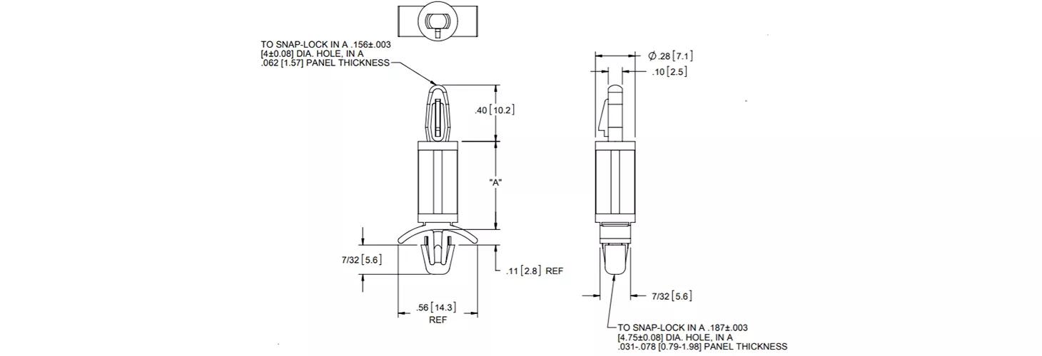 Piliers de support de circuit imprimé - Nylon naturel à double verrouillage/Snap-Lock/Snap-Lock