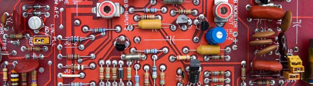 Close up of a red circuit board