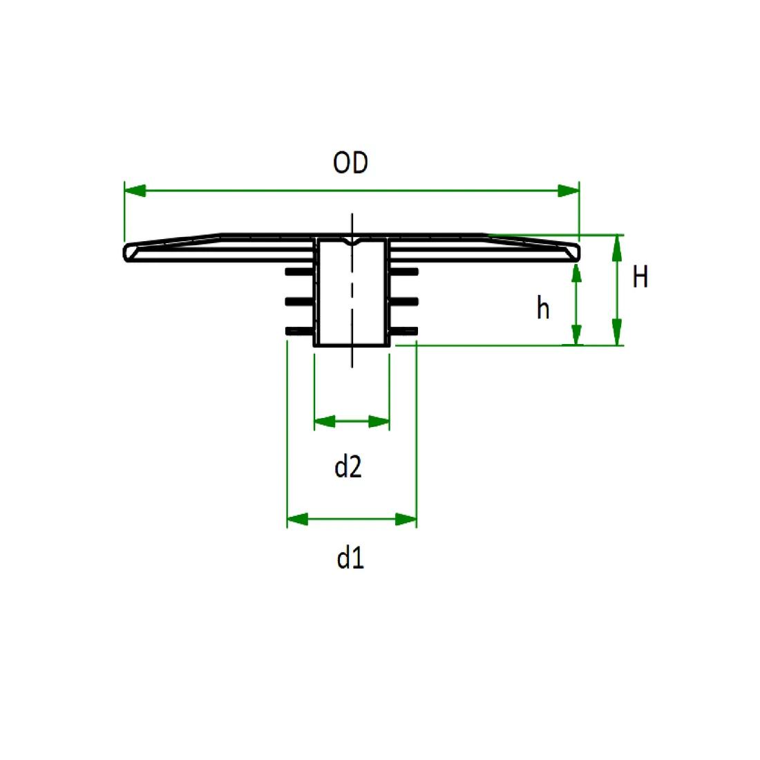 Push In Full Face Flange Protectors - Line Drawing