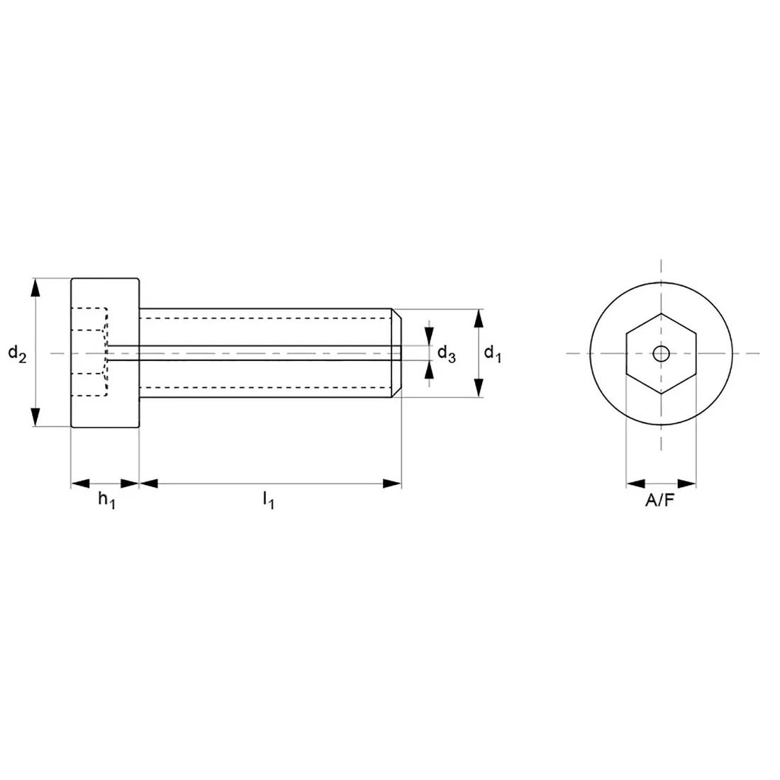 Vented Screws - Cap Head - Line Drawing