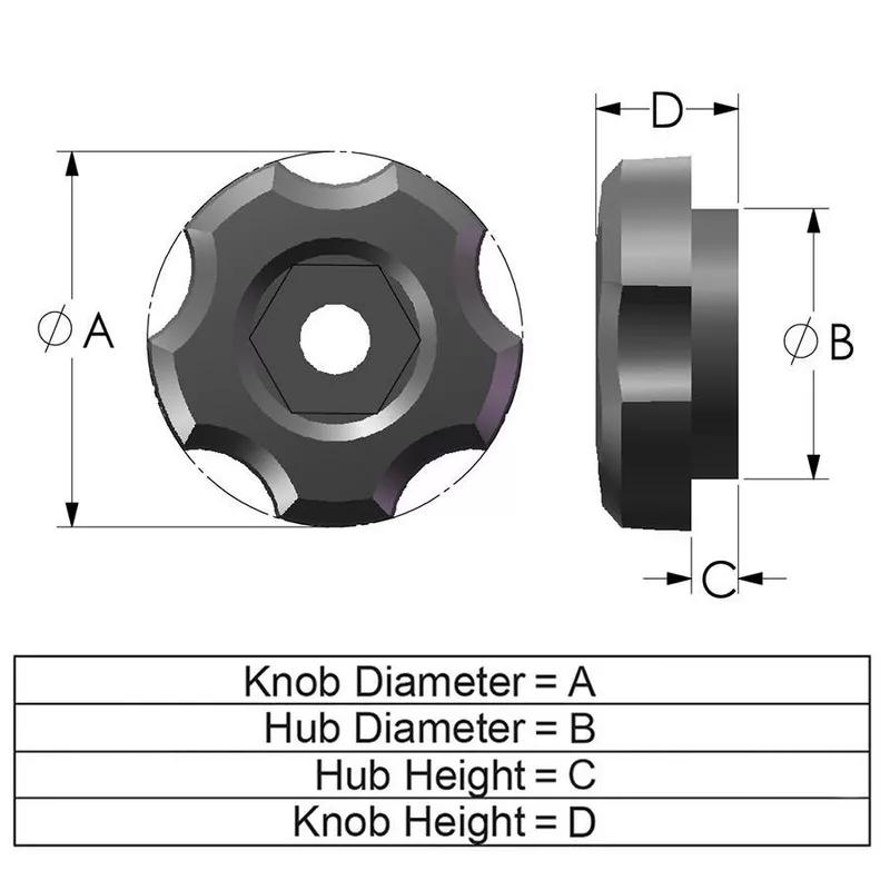 Hex Series_F2-F4 Snap-Lock Knob Line Drawing