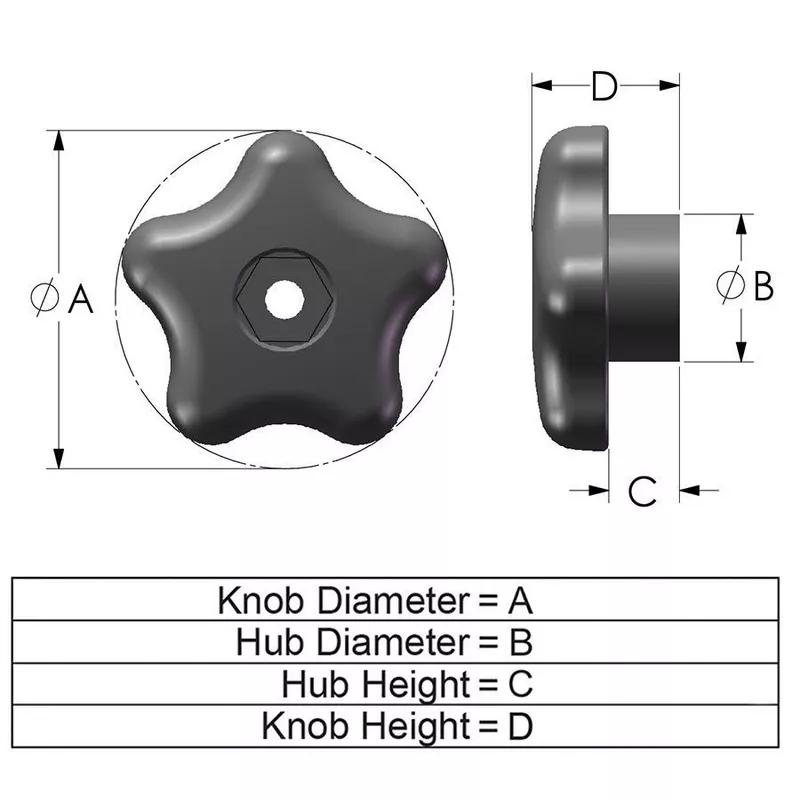 Hex Series_5SA Snap-Lock Knob Line Drawing