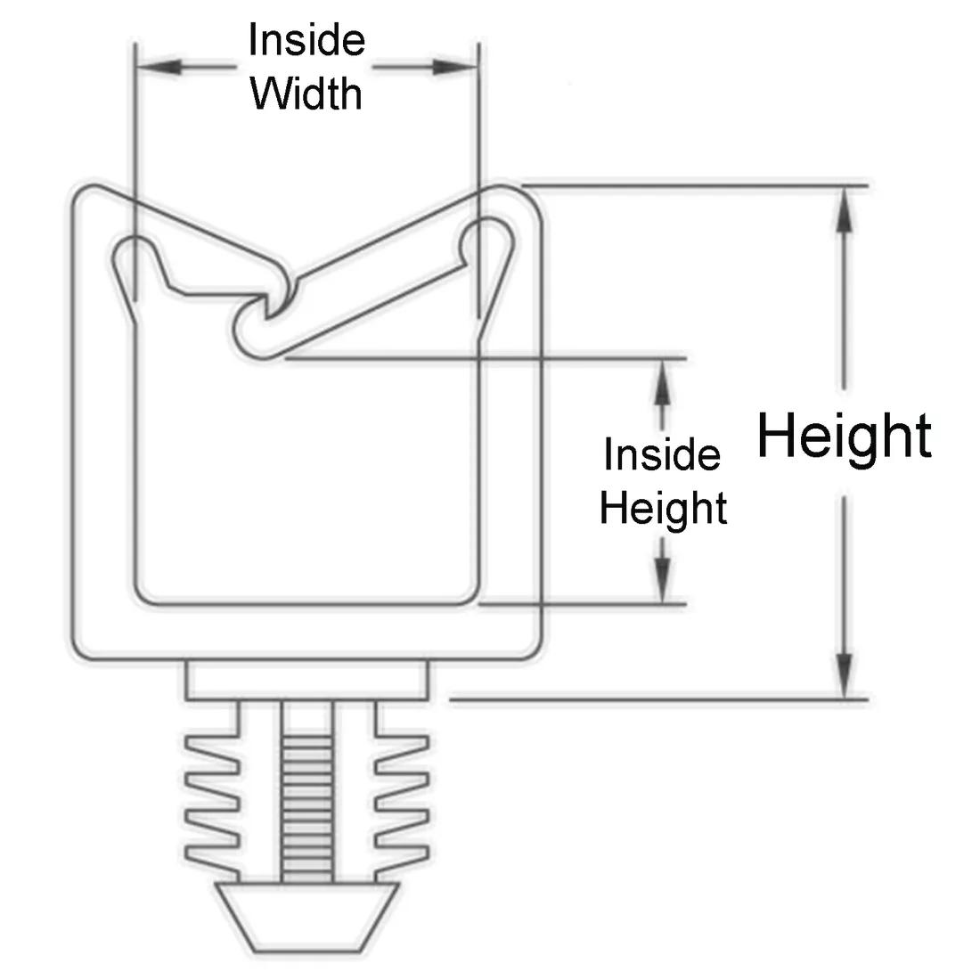 Wire Saddle - Locking, Fir Tree Mount - Line Drawing