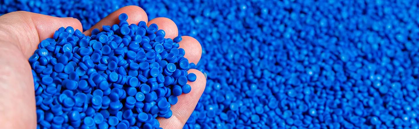 Blue plastic pellets