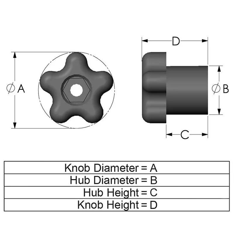 Hex Series_5S2 Snap-Lock Knob Line Drawing