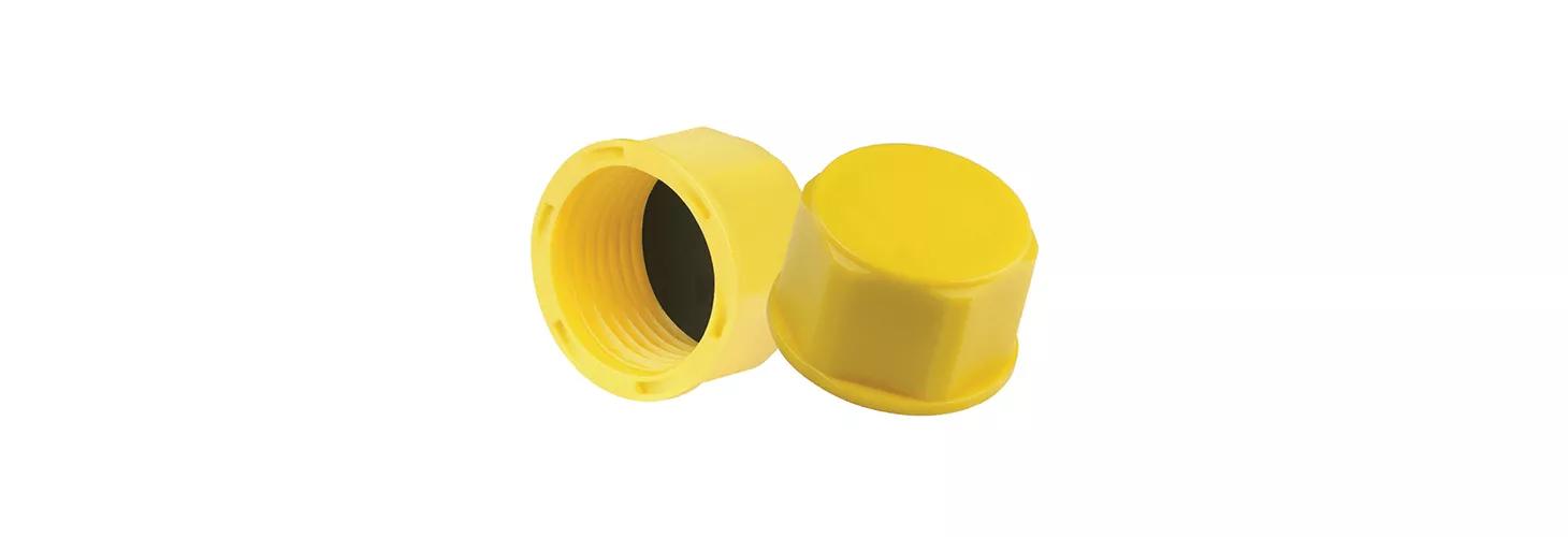 yellow metric threaded sealing caps 