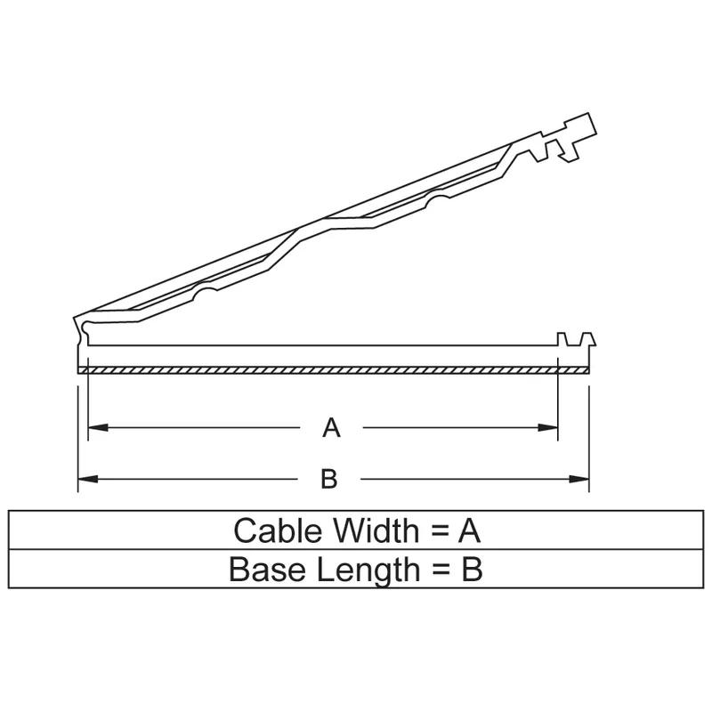 Flat Cable Clamp - Adhesive Mount Hinged with Tension Low Profile - Line Drawing