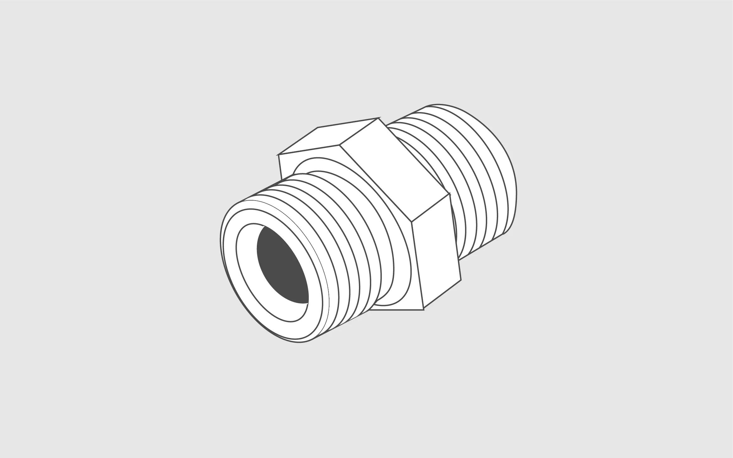 electronic drawing of a hydraulic fitting 