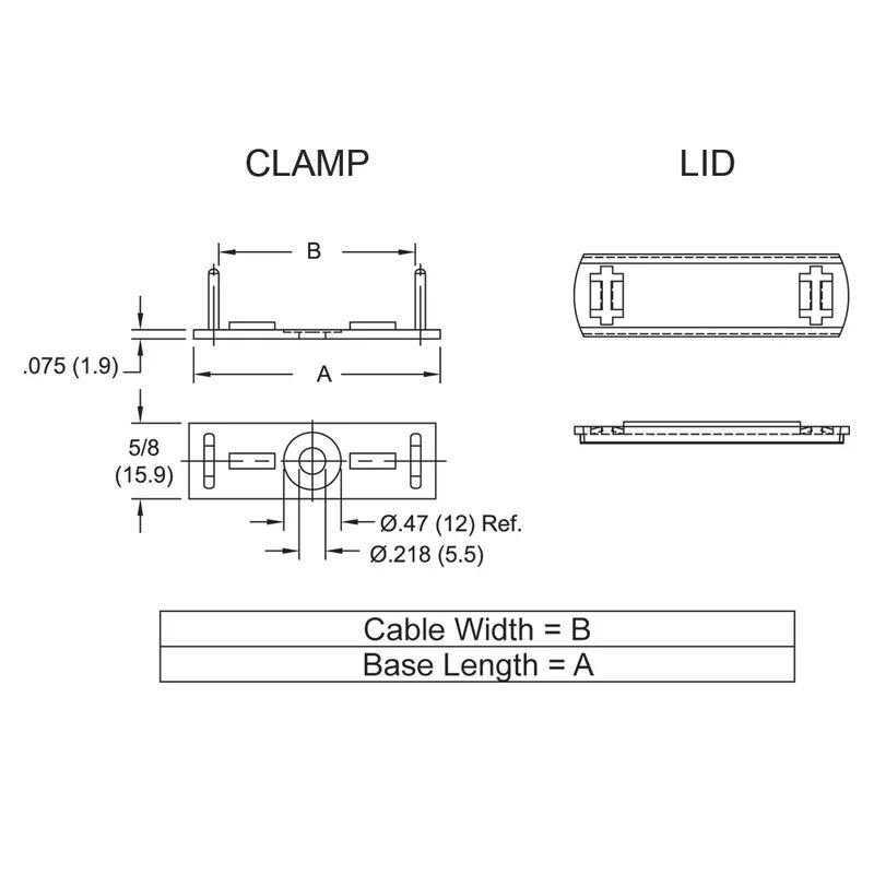 Flat Cable Clamp-Two-Piece - Line Drawing